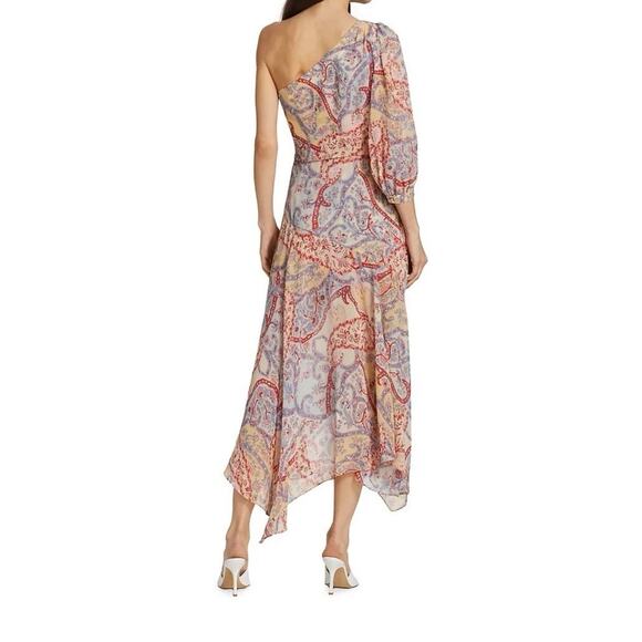 Veronica Beard Kimber Silk Paisley One-Shoulder Midi Dress Red Blue Size 6 - Picture 4 of 15